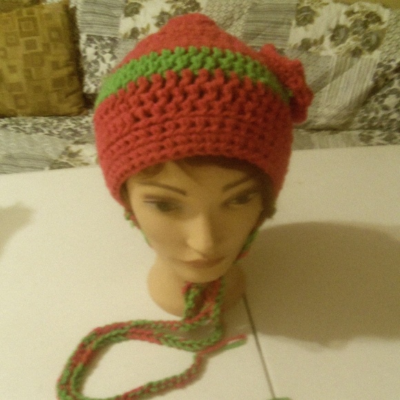 ☃️Handmade pink and green Hat With Floral Design☃️ - Picture 4 of 7